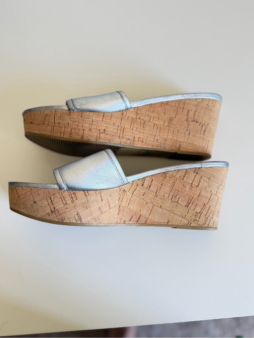 Coach Judith Metallic Silver Wedge Slide Sandals 8.5b - Picture 6 of 8